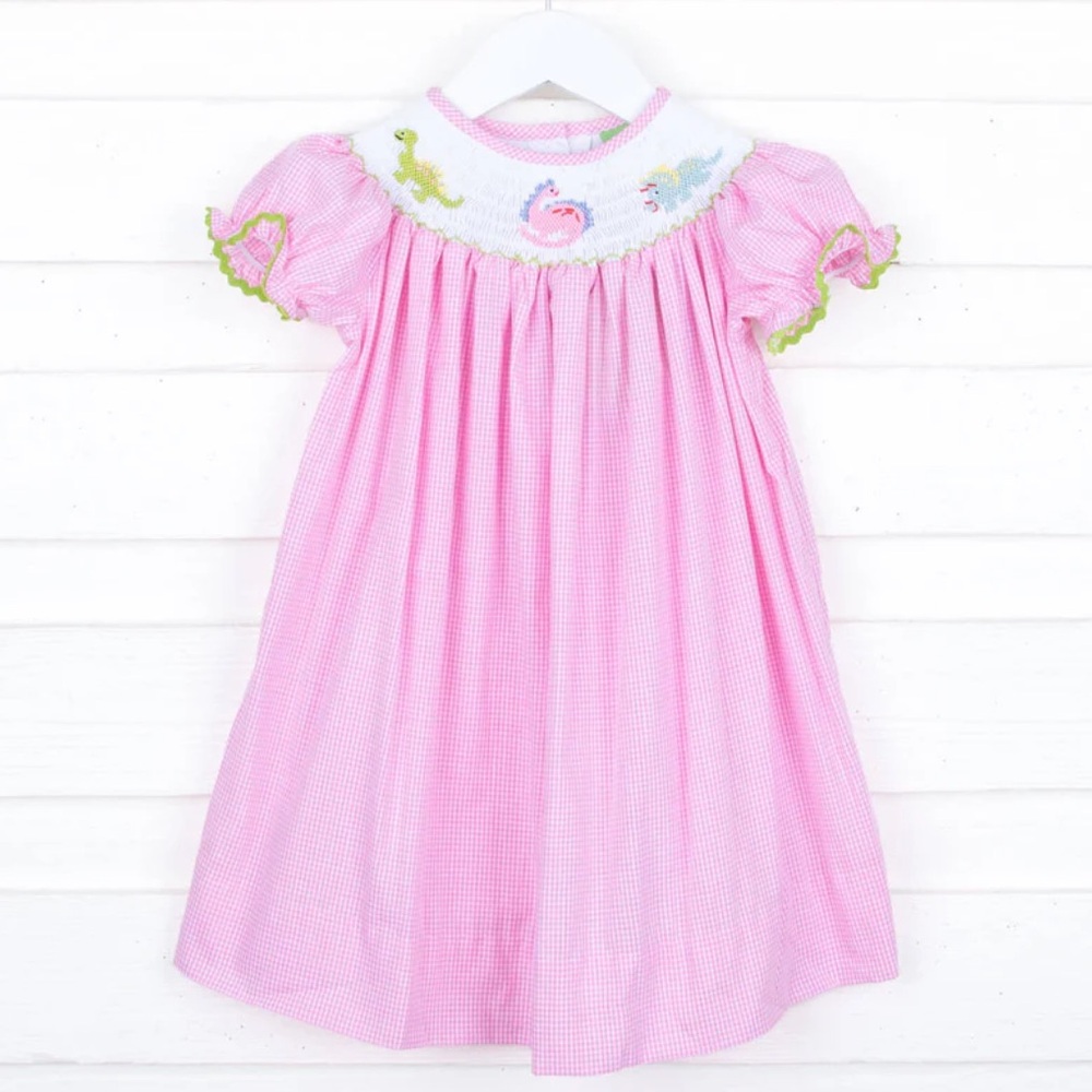 Dinosaur Smocked Bishop Dress